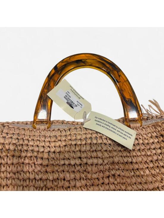 Hat Attack - Raffia Bag with Tortoise Handles - Picture 3 of 8